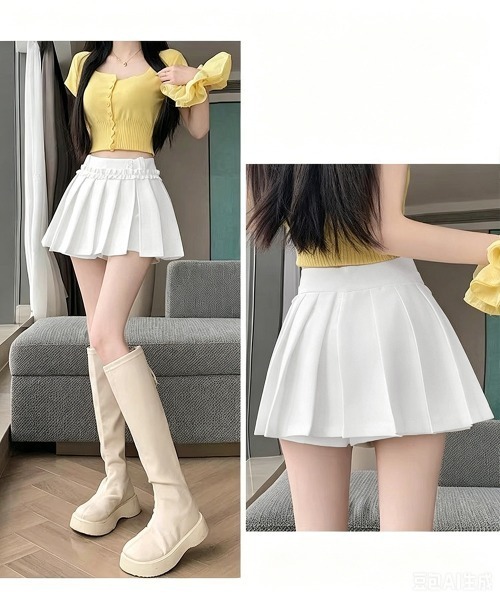 Miniministore(ミニミニストア)の「フリルスカパンプリーツキュロットスカート(スカート・レディース・ダークグレー/ブラック/ホワイト・S/L/M)」の4枚目の写真