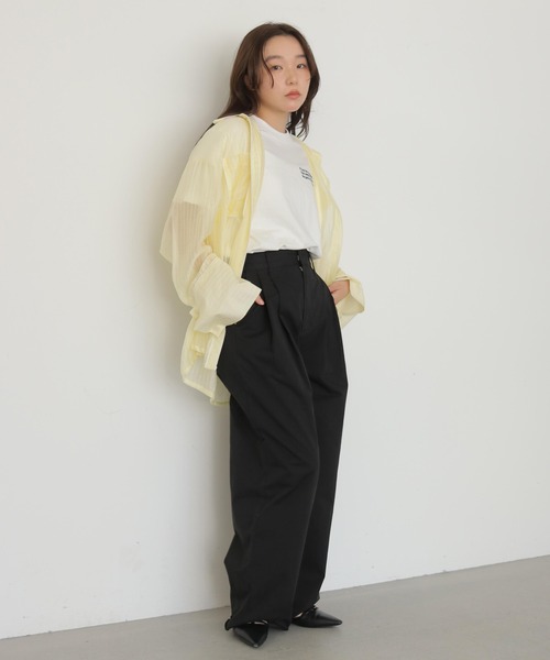 cheriella(シェリエラ)の「【cheriella】ペインタータックワイドパンツ PAINTER TUCK WIDE PANTS(チノパンツ・レディース・ブラック/ブラウン/ベージュ・FREE)」の11枚目の写真