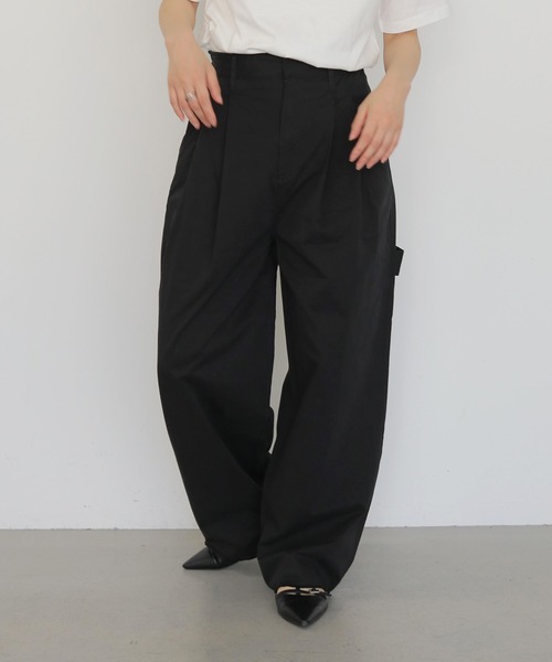 cheriella(シェリエラ)の「【cheriella】ペインタータックワイドパンツ PAINTER TUCK WIDE PANTS(チノパンツ・レディース・ブラック/ブラウン/ベージュ・FREE)」の9枚目の写真