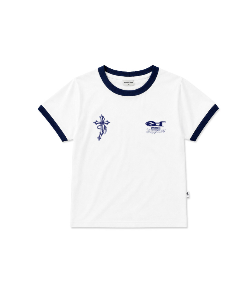 ESCAPEFROM(エスケープフロム)の「チェインクロスプリントリングハーフTシャツネイビー(Tシャツ/カットソー・レディース・その他・MEDIUM)」の2枚目の写真