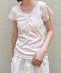 flower henley neck T-shirt