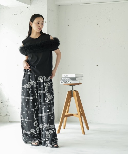 mili an deni（ミリアンデニ）の「チェストチュールTシャツ（Tシャツ/カットソー・レディース・ブラック/オフホワイト・M）」の12枚目の写真