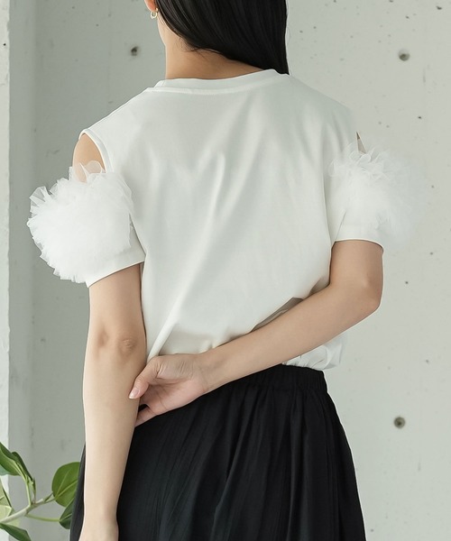 mili an deni（ミリアンデニ）の「チェストチュールTシャツ（Tシャツ/カットソー・レディース・ブラック/オフホワイト・M）」の16枚目の写真