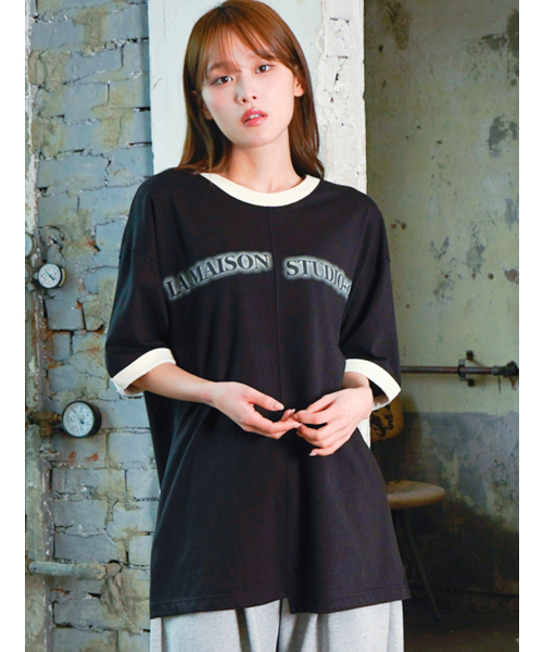 FABULOUS ARCHIVE(ファビュラスアーカイブ)の「SEPARATE RINGER SHORT SLEEVE BLACK(FCG2TS811M)(Tシャツ/カットソー・レディース・ブラック・MEDIUM)」の2枚目の写真