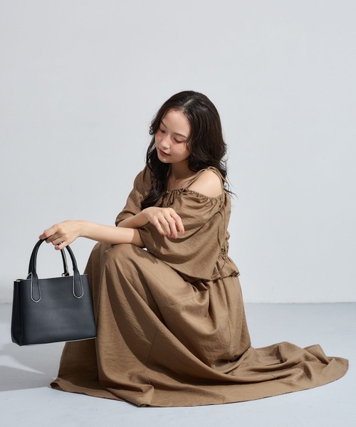 mysty woman(ミスティウーマン)の「【セットアイテム】シャーリングブラウスセットワンピース 1054930(ワンピース・レディース・ブラック/アイボリー/ブラウン・FREE)」の22枚目の写真