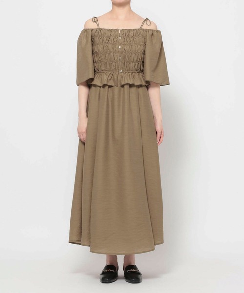 mysty woman(ミスティウーマン)の「【セットアイテム】シャーリングブラウスセットワンピース 1054930(ワンピース・レディース・ブラック/アイボリー/ブラウン・FREE)」の7枚目の写真