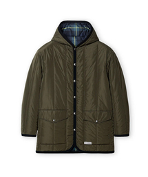 HOODED VERTICAL QUILTED MID JUMPER (D/KHAKI)