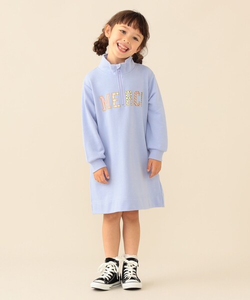 BEAMS mini(ビームスミニ)の「【WEB限定】スウェット ハーフジップ ワンピース 2026FW(90~140cm)公園 通園 通学 カジュアル(ワンピース・キッズ・ライトブルー/パープル系その他4・90/110/100/140/130/120)」の1枚目の写真