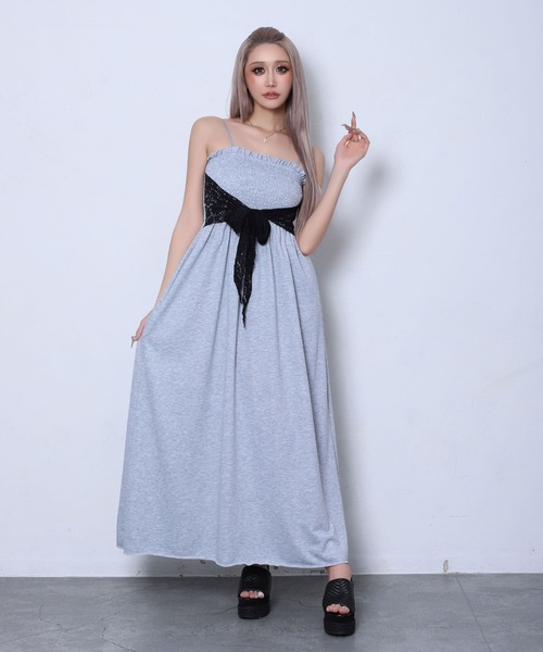 BLACKQUEEN(ブラッククイーン)の「【BLACKQUEEN】裏毛ベアマキシワンピース(ワンピース・レディース・ブラック/グレー・M)」の2枚目の写真