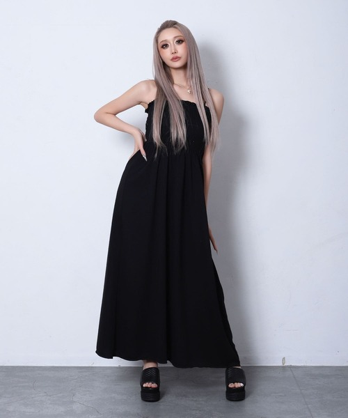 BLACKQUEEN(ブラッククイーン)の「【BLACKQUEEN】裏毛ベアマキシワンピース(ワンピース・レディース・ブラック/グレー・M)」の1枚目の写真