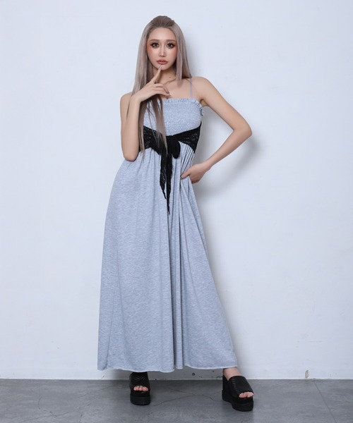 BLACKQUEEN(ブラッククイーン)の「【BLACKQUEEN】裏毛ベアマキシワンピース(ワンピース・レディース・ブラック/グレー・M)」の9枚目の写真