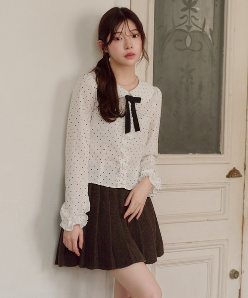 fupel(フぺル)の「dot frill blouse / ドットフリルブラウス(シャツ/ブラウス・レディース・その他/オフホワイト・FREE)」の4枚目の写真