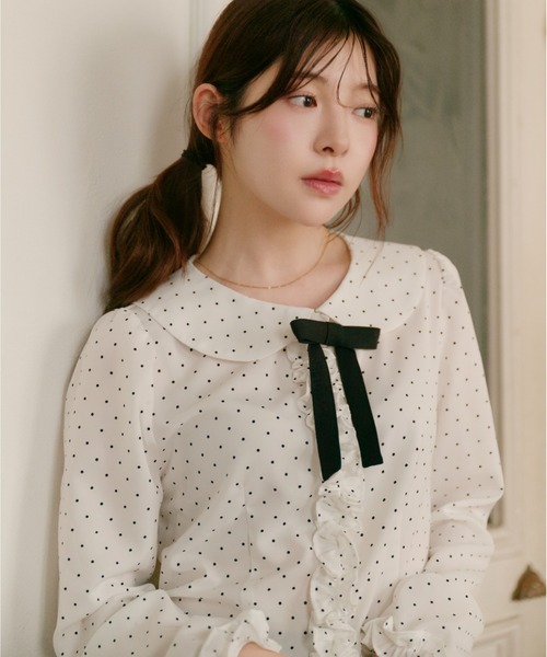 fupel(フぺル)の「dot frill blouse / ドットフリルブラウス(シャツ/ブラウス・レディース・その他/オフホワイト・FREE)」の3枚目の写真