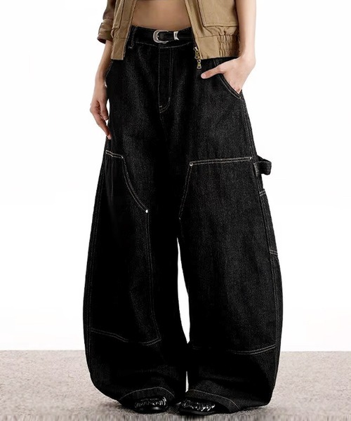 JOHNNY WOLF(ジョニーウルフ)の「LEGATO ワイドバギー ダブルニー デニムパンツ(デニムパンツ・メンズ・ブラック・S/L/M)」の18枚目の写真