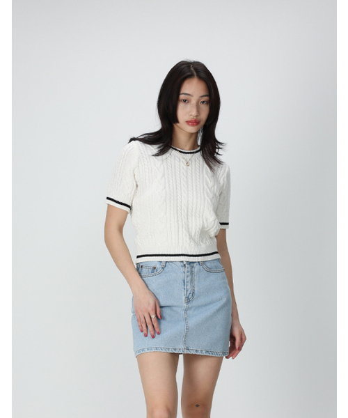 VLETI（ブレッティ）の「Cotton Cable Half Knit (Ivory)（ニット/セーター・レディース・アイボリー・FREE）」の2枚目の写真