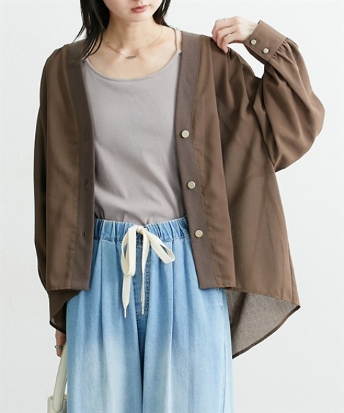 nissen（ニッセン）の「【遮熱素材で暑くなりにくい】シャツ素材カーディガン（シャツ/ブラウス・レディース・ブラウン/ブラック・M/L/LL）」の11枚目の写真