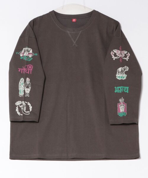 チャイハネ(チャイハネ)の「【チャイハネ】ヒンディカナTシャツ(Tシャツ/カットソー・レディース・ホワイト/ブラック/マスタード・FREE)」の5枚目の写真