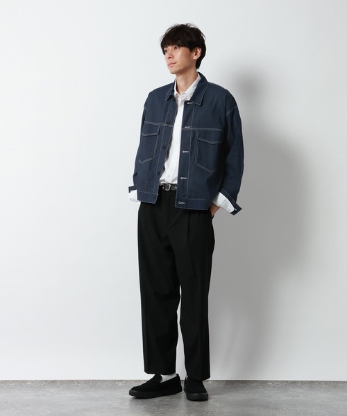 GLOBAL WORK(グローバルワーク)の「クリーンデニム/トラッカージャケット/901587(デニムジャケット・メンズ・ネイビー/ダークブルー・LARGE/SMALL/MEDIUM)」の3枚目の写真