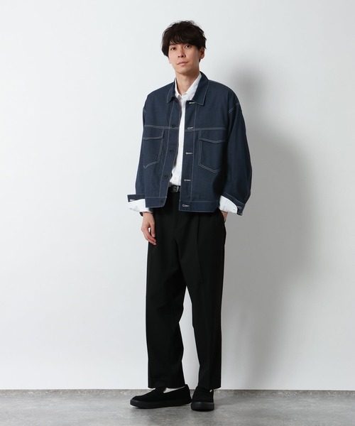 GLOBAL WORK(グローバルワーク)の「クリーンデニム/トラッカージャケット/901587(デニムジャケット・メンズ・ネイビー/ダークブルー・LARGE/SMALL/MEDIUM)」の4枚目の写真