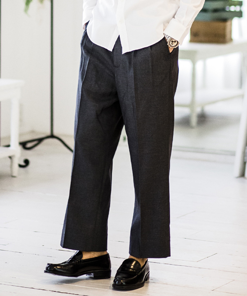 CAMBIO(カンビオ)の「mp4166 - Stretch TR Twill 2 Tack Wide Pants パンツ(その他パンツ・メンズ・ベージュ/ブラック/グレー系その他・L/M)」の2枚目の写真