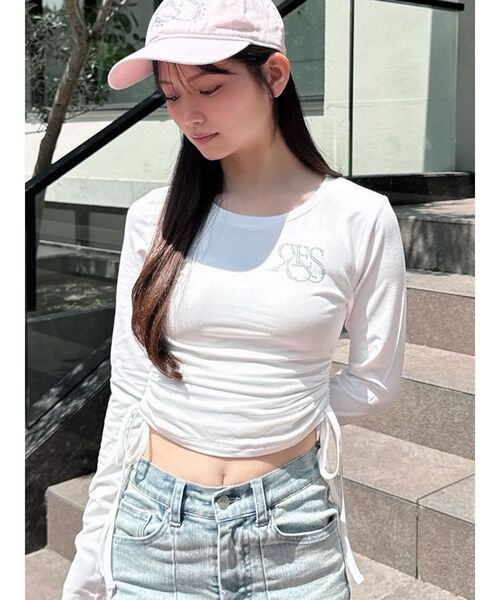 RESEXXY（リゼクシー）の「【骨格ウェーブ向け】サイドドロストロングTシャツ（Tシャツ/カットソー・レディース・ブラック/ホワイト・FREE）」の2枚目の写真