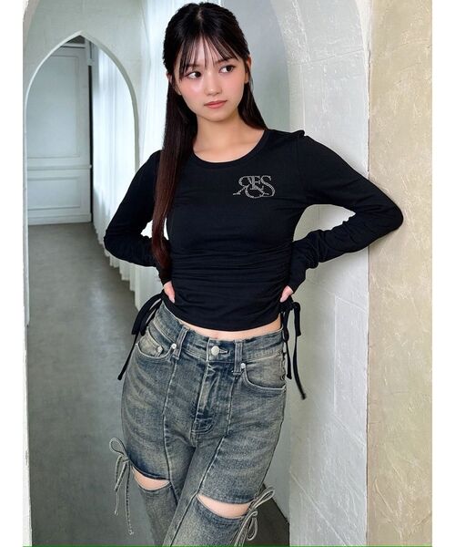 RESEXXY（リゼクシー）の「【骨格ウェーブ向け】サイドドロストロングTシャツ（Tシャツ/カットソー・レディース・ブラック/ホワイト・FREE）」の13枚目の写真