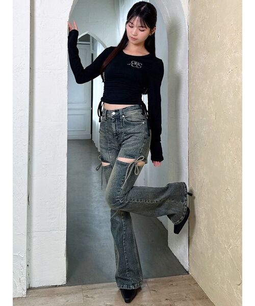 RESEXXY（リゼクシー）の「【骨格ウェーブ向け】サイドドロストロングTシャツ（Tシャツ/カットソー・レディース・ブラック/ホワイト・FREE）」の16枚目の写真
