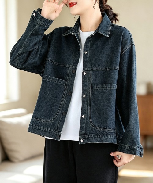 ONEP STAR(ワンピスター)の「ポケット付きデニムジャケット(デニムジャケット・レディース・ブルー・X-LARGE/LARGE/MEDIUM)」の2枚目の写真