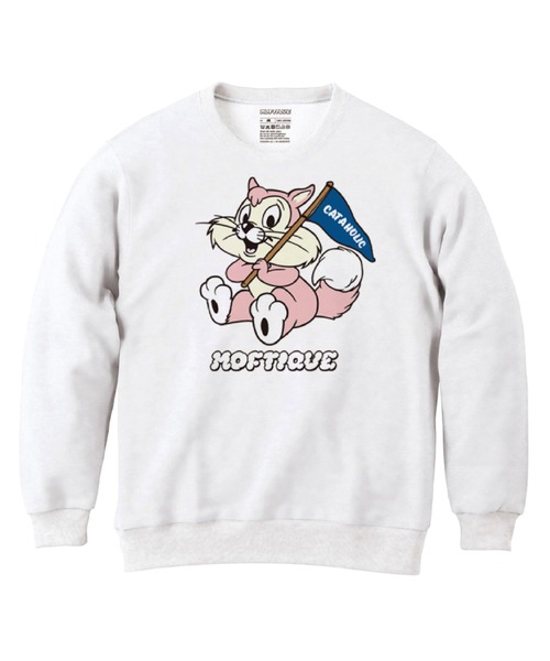 Moftique（モフティック）の「Moftique（モフティック） トレーナー レディース スウェット アニマル 猫 キャット イラスト ロゴ プリント スウェットシャツ スエット プルオーバー トップス ユニセックス（スウェット・レディース・ブラック系1/ホワイト系1/ブラック系2/ホワイト系2・XS/S）」の3枚目の写真