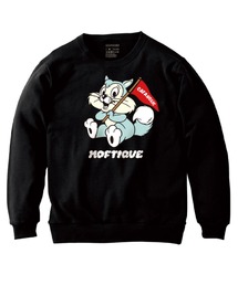 Moftique(モフティック) トレーナー レディース スウェット アニマル 猫 キャット イラスト ロゴ プリント スウェットシャツ スエット プルオーバー トップス ユニセックス