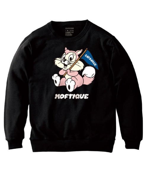 Moftique（モフティック）の「Moftique（モフティック） トレーナー レディース スウェット アニマル 猫 キャット イラスト ロゴ プリント スウェットシャツ スエット プルオーバー トップス ユニセックス（スウェット・レディース・ブラック系1/ホワイト系1/ブラック系2/ホワイト系2・XS/S）」の4枚目の写真