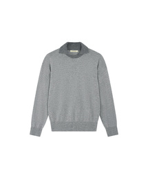 SIKN2207 ウールブレンド プレッピーストライプ ニット_Melange gray