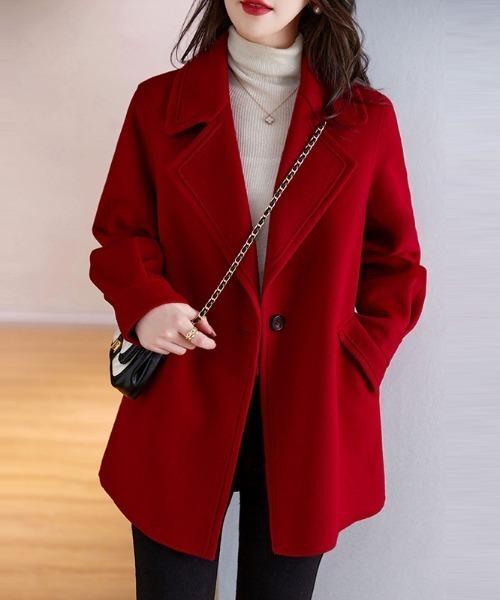 AMAJI(アマジ)の「テーラード ウールコート(テーラードジャケット・レディース・ブラック/グレー/レッド・SMALL/MEDIUM/LARGE/X-LARGE)」の4枚目の写真