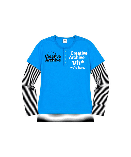 VENHIT(ベンヒット)の「Creative ストライプレイヤード スリムフィットスリーブ(Tシャツ/カットソー・レディース・スカイブルー/ブラック/バーガンディー・FREE)」の1枚目の写真
