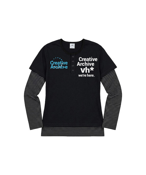 VENHIT(ベンヒット)の「Creative ストライプレイヤード スリムフィットスリーブ(Tシャツ/カットソー・レディース・スカイブルー/ブラック/バーガンディー・FREE)」の2枚目の写真