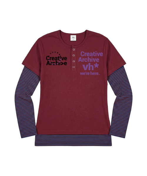 VENHIT(ベンヒット)の「Creative ストライプレイヤード スリムフィットスリーブ(Tシャツ/カットソー・レディース・スカイブルー/ブラック/バーガンディー・FREE)」の4枚目の写真