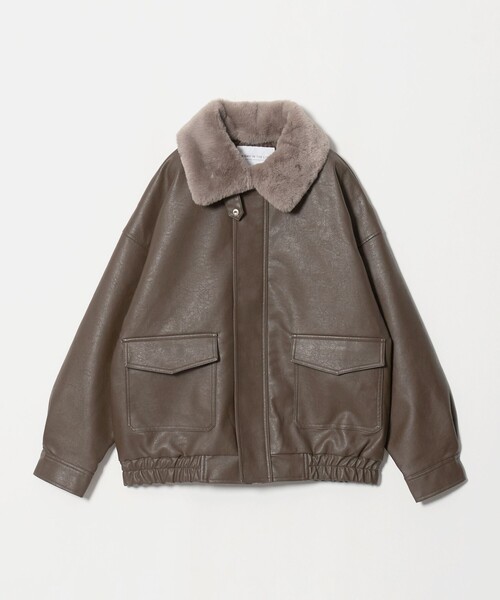 A DAY IN THE LIFE UNITED ARROWS(アデイインザライフユナイテッドアローズ)の「レザーライク ファーカラーブルゾン <A DAY IN THE LIFE>(ブルゾン・レディース・ダークグレー/ダークブラウン/ブラック・FREE)」の1枚目の写真