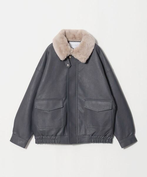 A DAY IN THE LIFE UNITED ARROWS(アデイインザライフユナイテッドアローズ)の「レザーライク ファーカラーブルゾン <A DAY IN THE LIFE>(ブルゾン・レディース・ダークグレー/ダークブラウン/ブラック・FREE)」の3枚目の写真