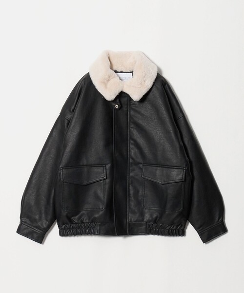 A DAY IN THE LIFE UNITED ARROWS(アデイインザライフユナイテッドアローズ)の「レザーライク ファーカラーブルゾン <A DAY IN THE LIFE>(ブルゾン・レディース・ダークグレー/ダークブラウン/ブラック・FREE)」の2枚目の写真