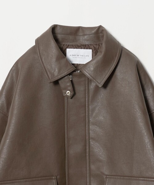 A DAY IN THE LIFE UNITED ARROWS(アデイインザライフユナイテッドアローズ)の「レザーライク ファーカラーブルゾン <A DAY IN THE LIFE>(ブルゾン・レディース・ダークグレー/ダークブラウン/ブラック・FREE)」の6枚目の写真