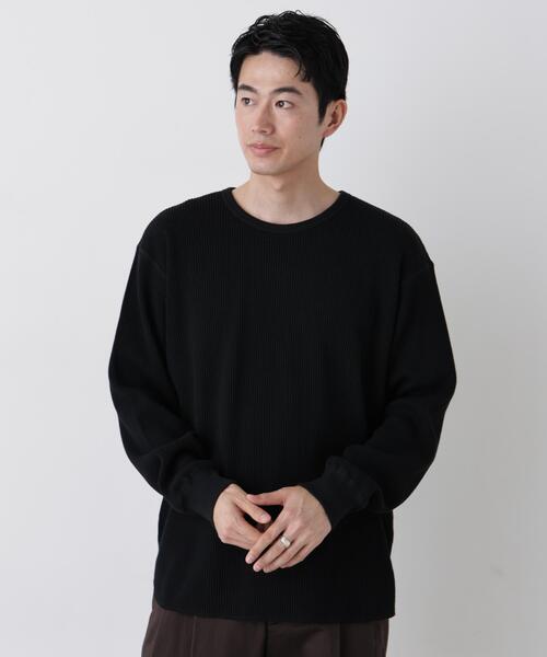 NANO universe(ナノユニバース)の「ヘヴィーワッフルクルーネックTシャツ 長袖(Tシャツ/カットソー・メンズ・ブラック/ダークブラウン/ホワイト・S/M/L)」の3枚目の写真