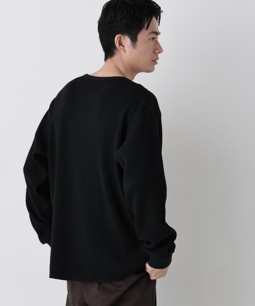 NANO universe(ナノユニバース)の「ヘヴィーワッフルクルーネックTシャツ 長袖(Tシャツ/カットソー・メンズ・ブラック/ダークブラウン/ホワイト・S/M/L)」の6枚目の写真