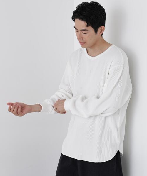 NANO universe(ナノユニバース)の「ヘヴィーワッフルクルーネックTシャツ 長袖(Tシャツ/カットソー・メンズ・ブラック/ダークブラウン/ホワイト・S/M/L)」の12枚目の写真