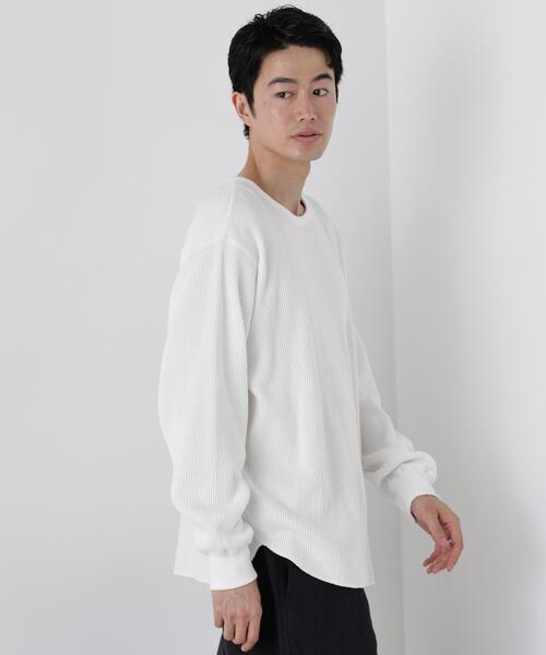 NANO universe(ナノユニバース)の「ヘヴィーワッフルクルーネックTシャツ 長袖(Tシャツ/カットソー・メンズ・ブラック/ダークブラウン/ホワイト・S/M/L)」の13枚目の写真