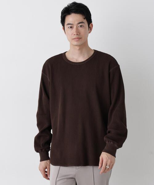NANO universe(ナノユニバース)の「ヘヴィーワッフルクルーネックTシャツ 長袖(Tシャツ/カットソー・メンズ・ブラック/ダークブラウン/ホワイト・S/M/L)」の18枚目の写真