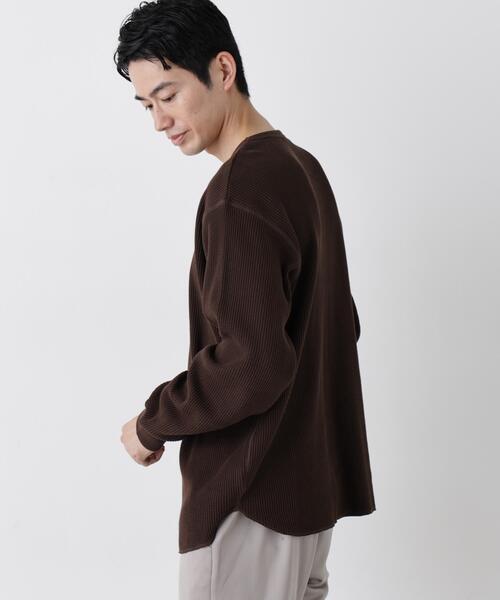 NANO universe(ナノユニバース)の「ヘヴィーワッフルクルーネックTシャツ 長袖(Tシャツ/カットソー・メンズ・ブラック/ダークブラウン/ホワイト・S/M/L)」の19枚目の写真