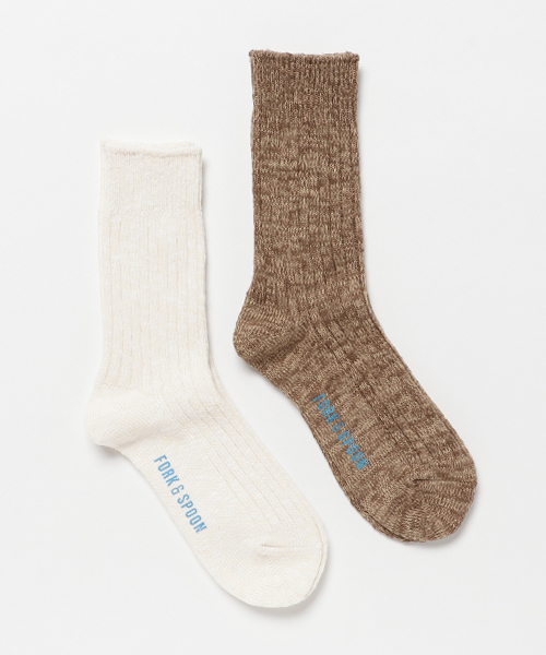 URBAN RESEARCH DOORS WOMENS(アーバンリサーチ ドアーズ ウィメンズ)の「FORK&SPOON Organic Pack Sox(ソックス/靴下・レディース・チャコールグレー/オフホワイト・ONE)」の1枚目の写真