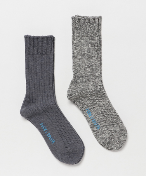 URBAN RESEARCH DOORS WOMENS(アーバンリサーチ ドアーズ ウィメンズ)の「FORK&SPOON Organic Pack Sox(ソックス/靴下・レディース・チャコールグレー/オフホワイト・ONE)」の2枚目の写真