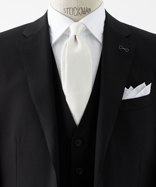 シルク 8.0cm フォーマル ドット ネクタイ（ネクタイ）｜green label relaxing（グリーンレーベルリラクシング）