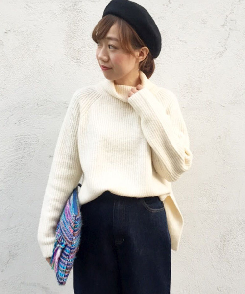 mystic(ミスティック)の「【再入荷】タートルニットプルオーバー(ニット/セーター・レディース・キャメル/ピンク/チャコールグレー/アイボリー/ミント・フリ-)」の1枚目の写真